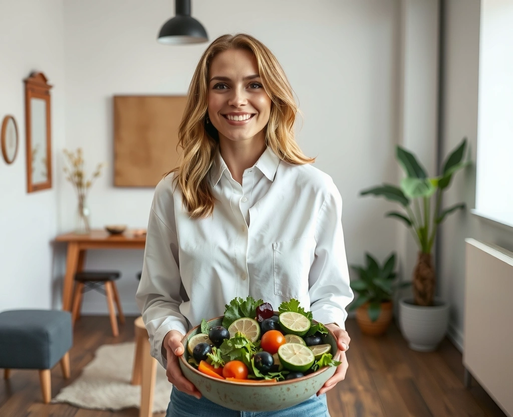 Ernährungsberaterin mit gesundem Essen